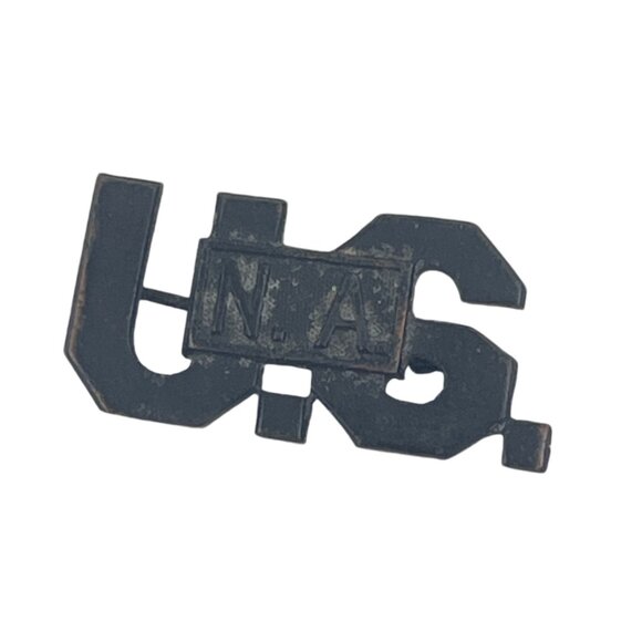 Vintage U.S. Navy Collar Insignia Pin Black Metal Military Badge - Picture 6 of 8